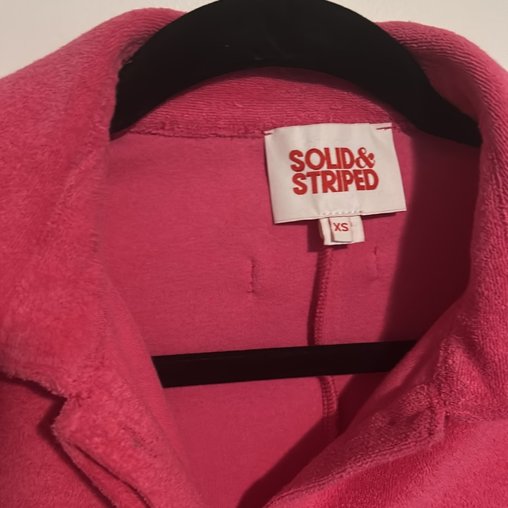 Solid & Striped Terry Cropped Button Down Polo Xs - image 3